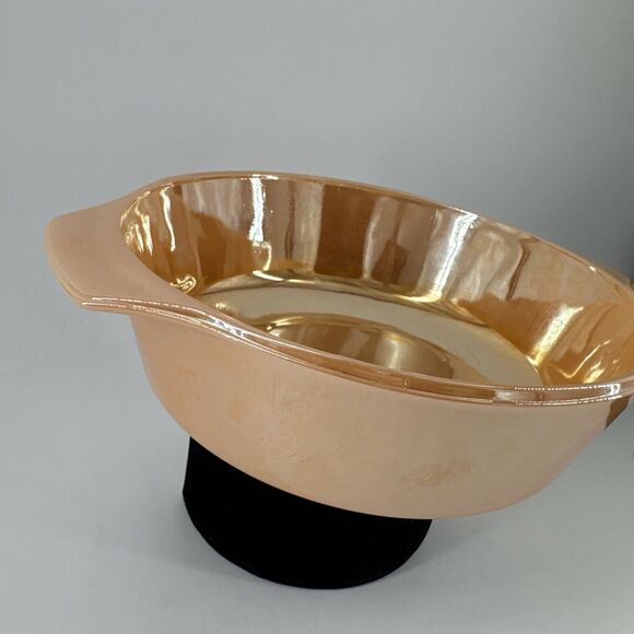 Anchor Hocking Fire King MCM 1.5 QT Casserole Dish 437 Gold Peach Luster VTG - Picture 4 of 9